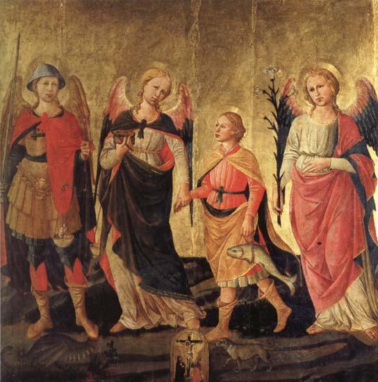 DOMENICO DI MICHELINO Tobias and the Three Archangels Germany oil painting art